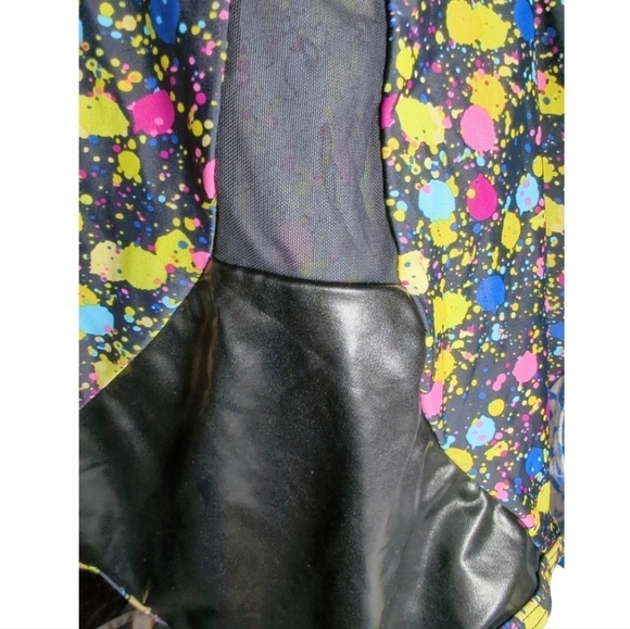 Sheer Faux Leather Colorful One Piece Swimsuit Size 3X - Picture 5 of 7